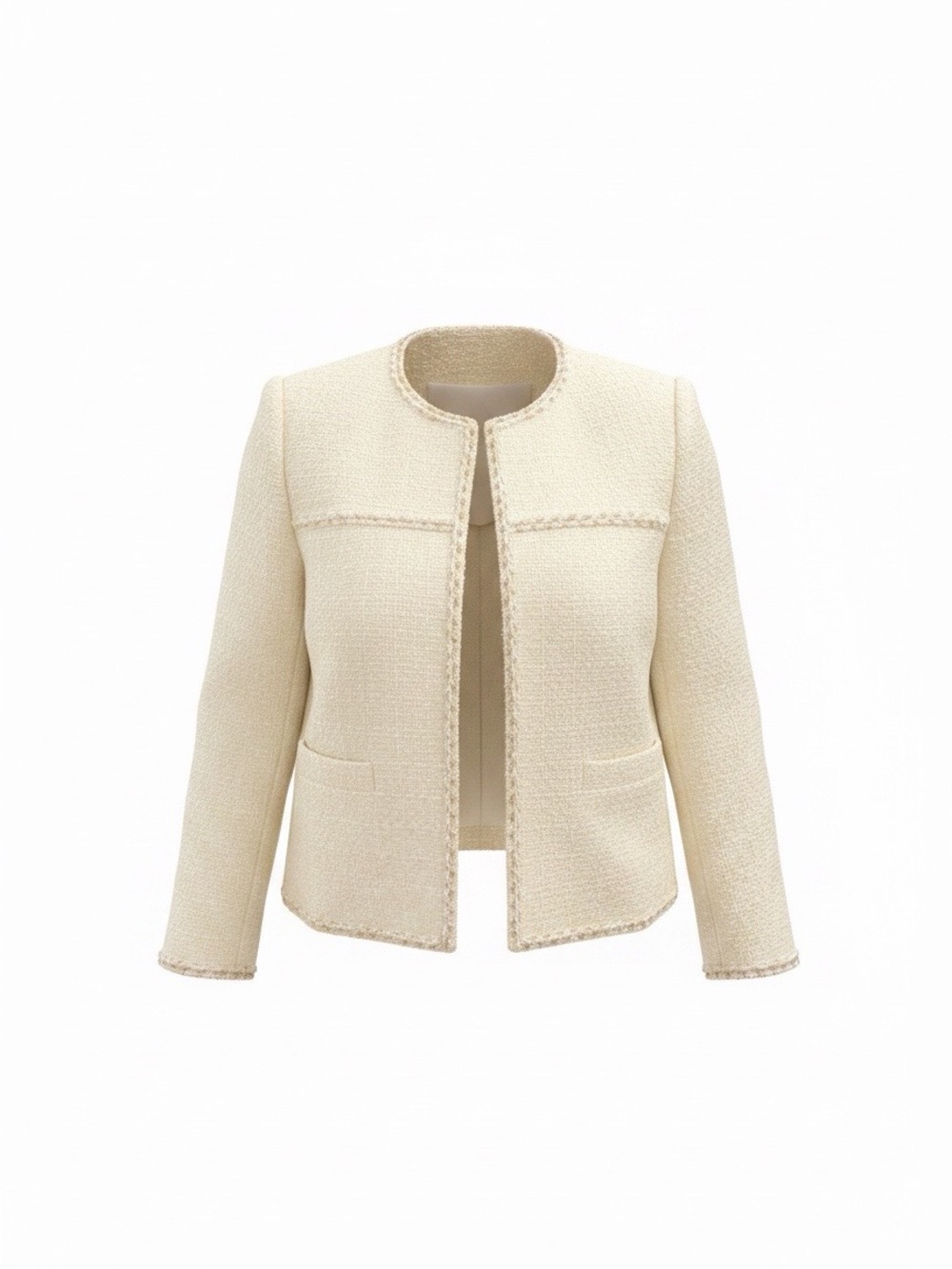 CreamStylish Open-Front Jacket - Picture 3 of 8